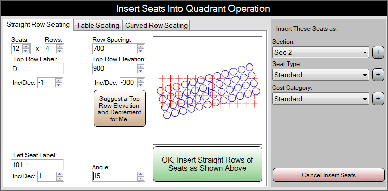 Table Row Seating Example