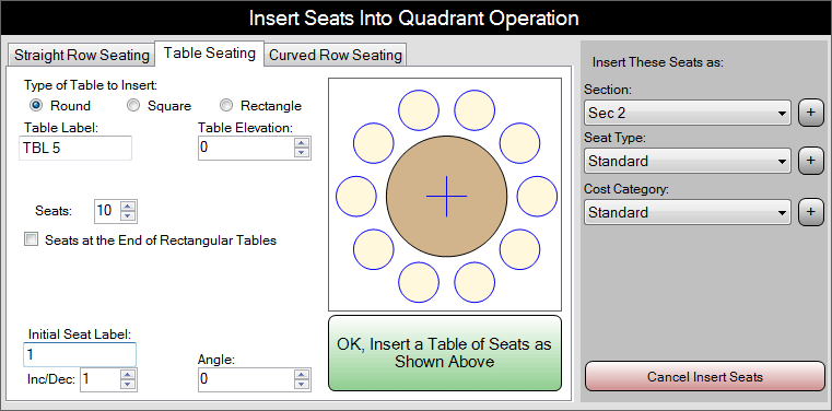 Straight Row Seating Example