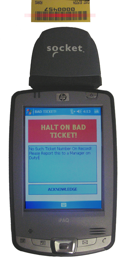 IPAQ 2400 Scanning a Ticket